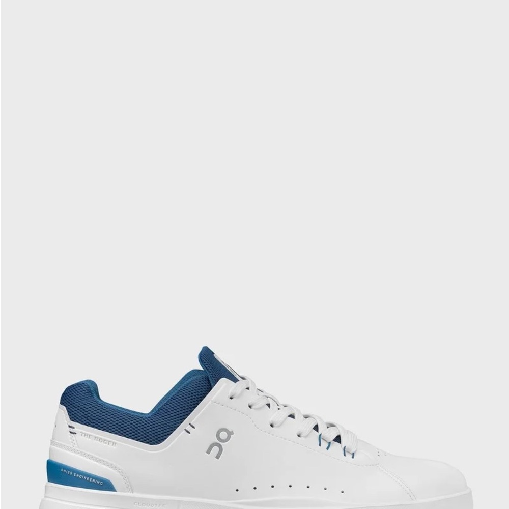 On Running White and Blue Sneakers with Minimalist Design